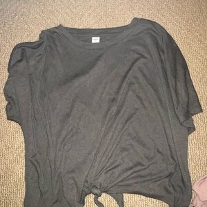 Old Navy Gray Tie Front Relaxed Short Sleeve Tee